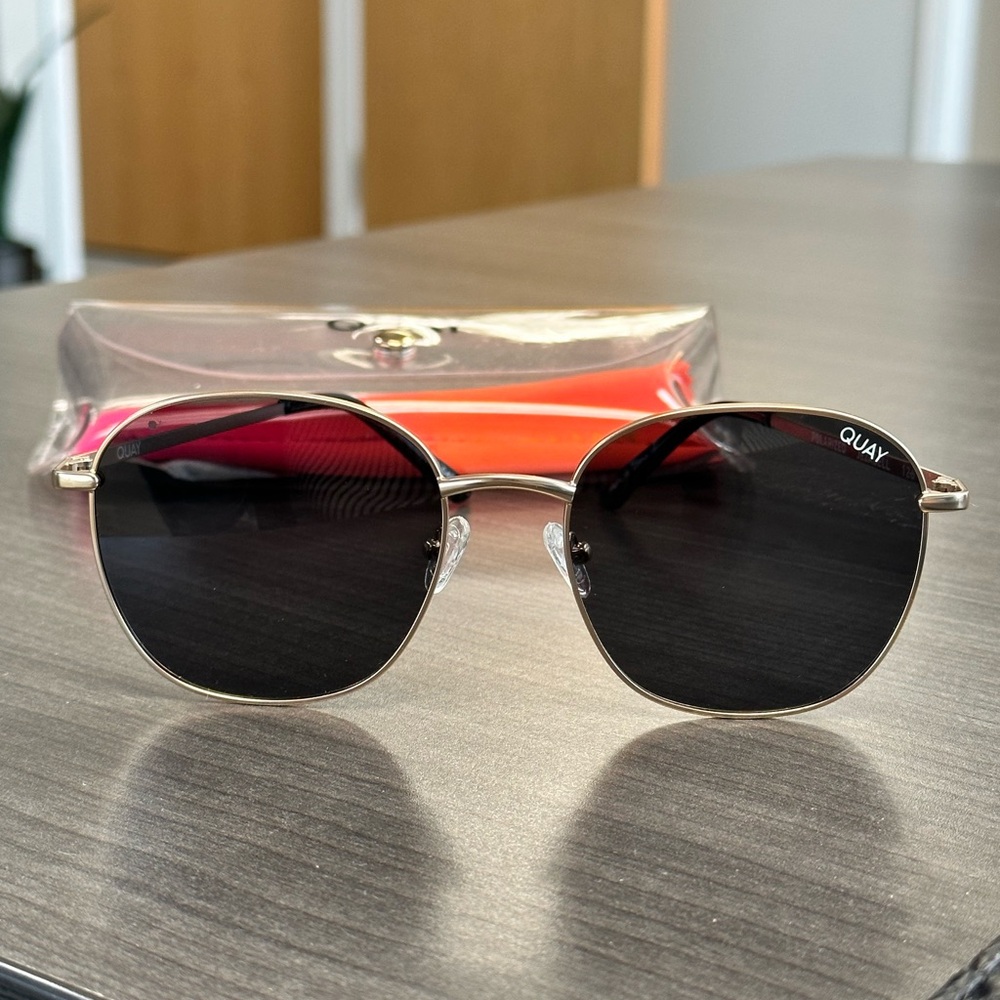 Quay “Jezabell” Black Sunglasses with Gold Frame